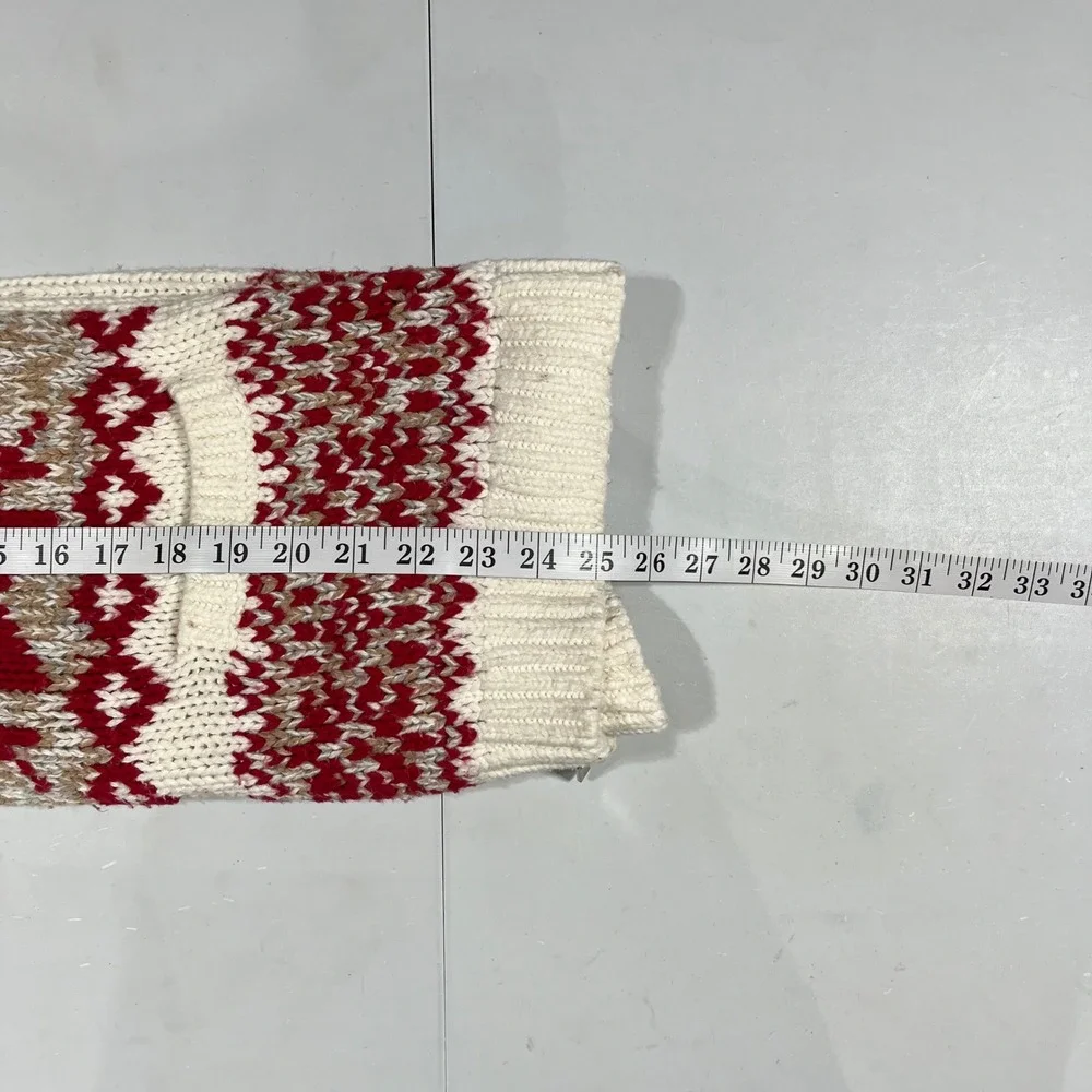 Lands End Womens Fair Isle Reindeer Zip Front Cardigan Sweater Small Nordic Ski